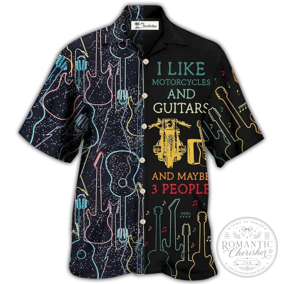I Like Motorcycles and Guitars Music Lover Hawaiian Shirt