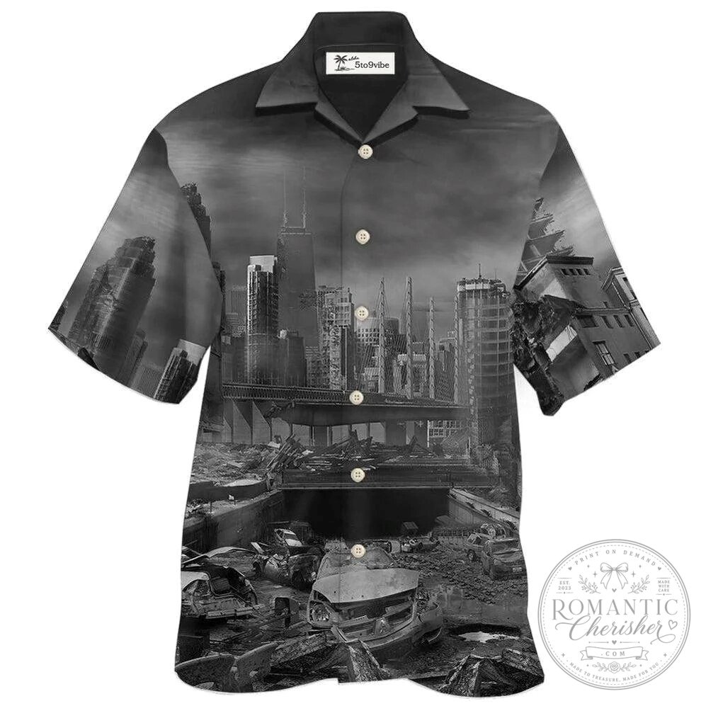 Apocalyptic City Ruins Dark Style Hawaiian Shirt