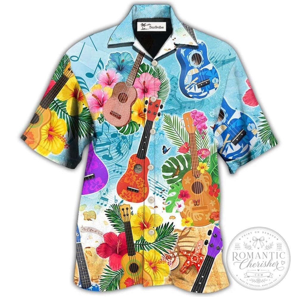 Tropical Ukulele Guitar Hawaiian Shirt for Men and Women
