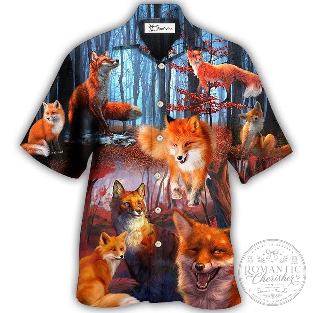 Red Fox Forest Wildlife Animal Hawaiian Shirt