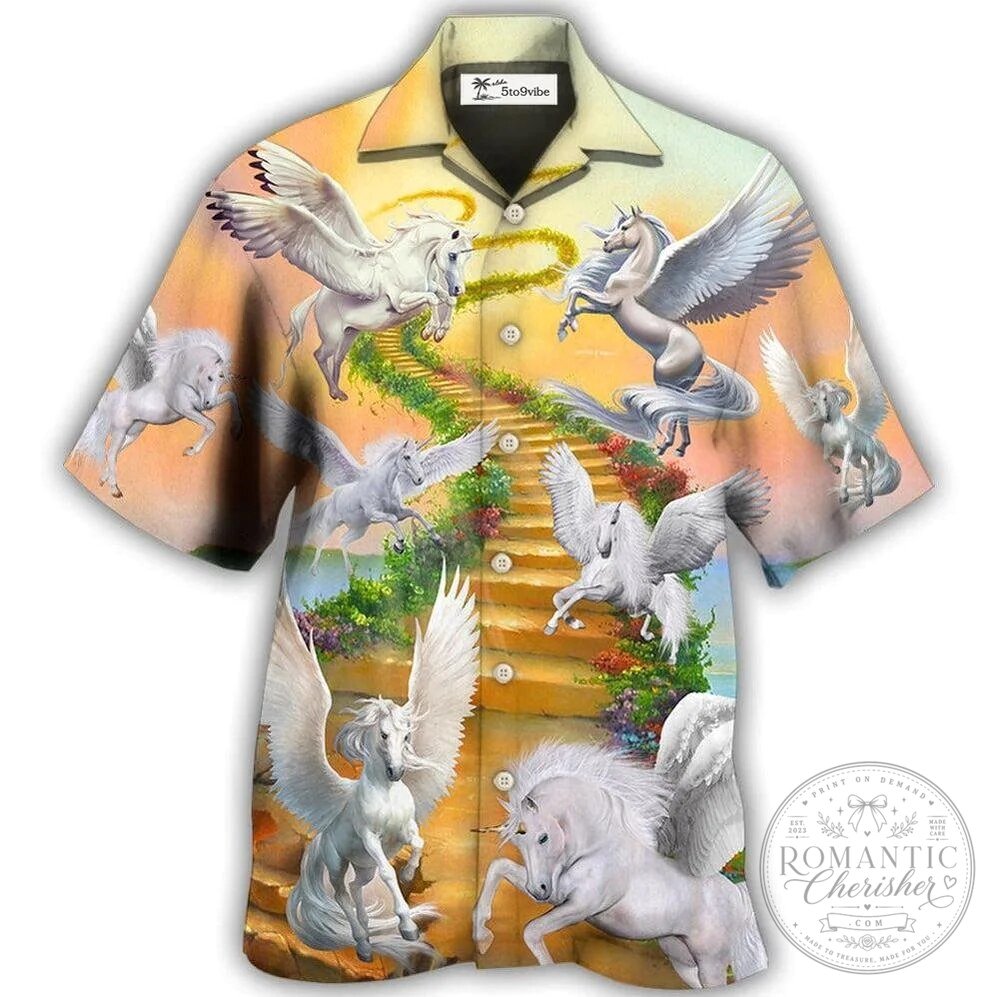 Pegasus Unicorn Paradise Dream Hawaiian Shirt for Men Women