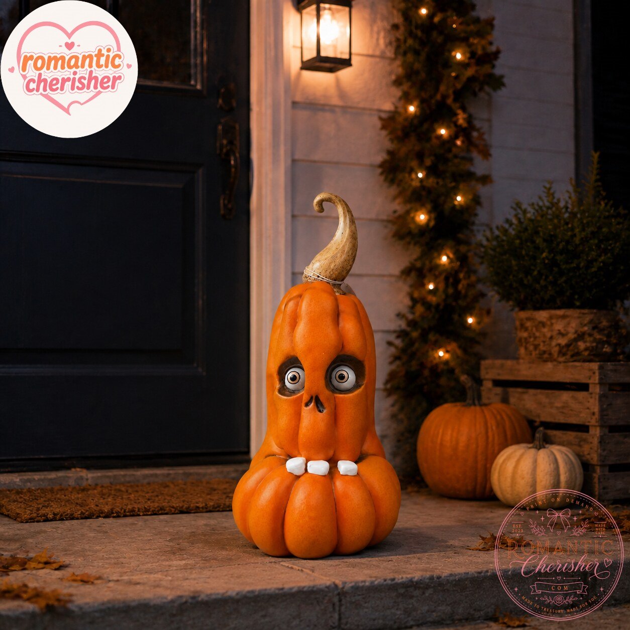 Orange Pumpkin Monster Halloween Decor