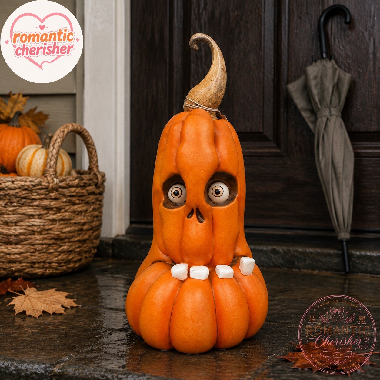 Orange Pumpkin Monster Halloween Decor 5 Orange Pumpkin Monster Halloween Decor