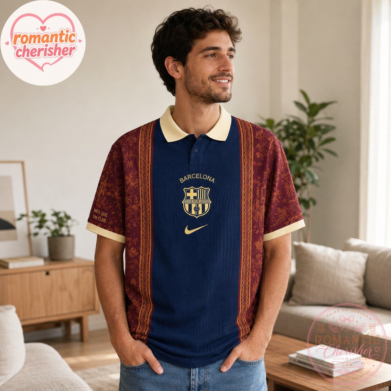 FC Barcelona Nike Navy Burgundy Polo Soccer Jersey 5 FC Barcelona Nike Navy Burgundy Polo Soccer Jersey