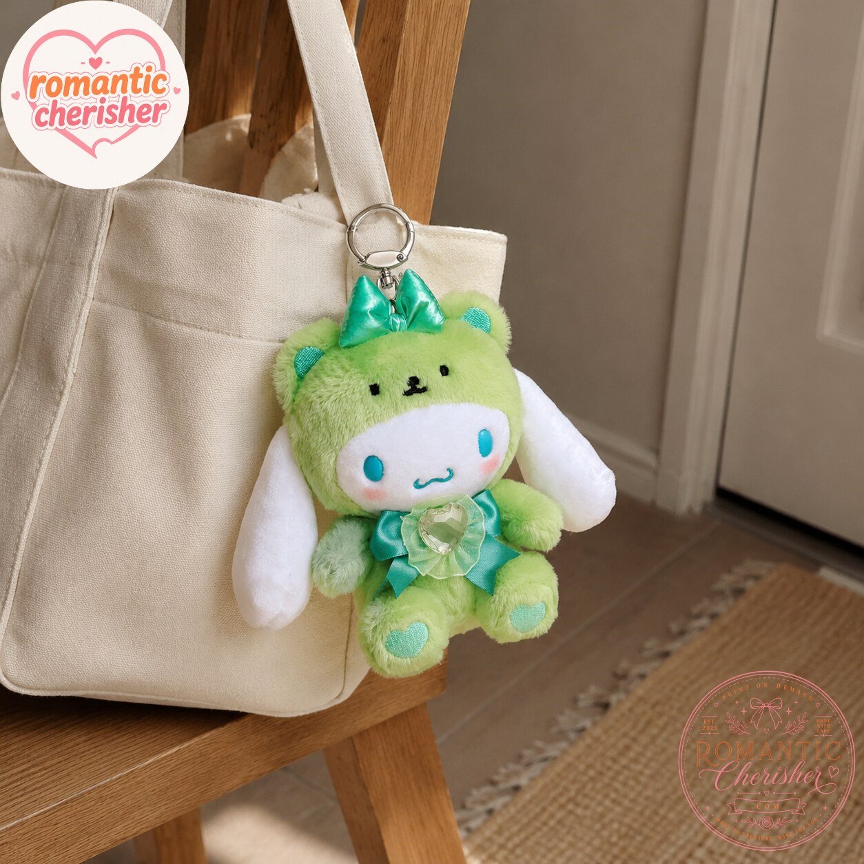 Sanrio Cinnamoroll Green Bear Plush Keychain 5 Sanrio Cinnamoroll Green Bear Plush Keychain