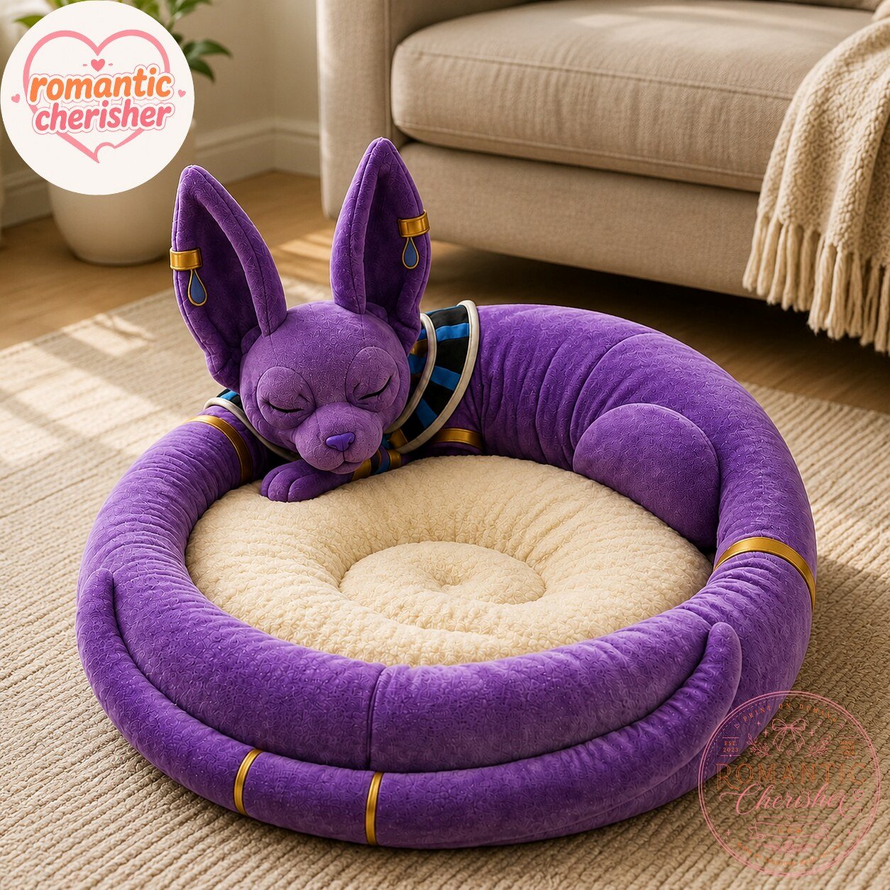 Dragon Ball Beerus Purple Cat Dog Bed