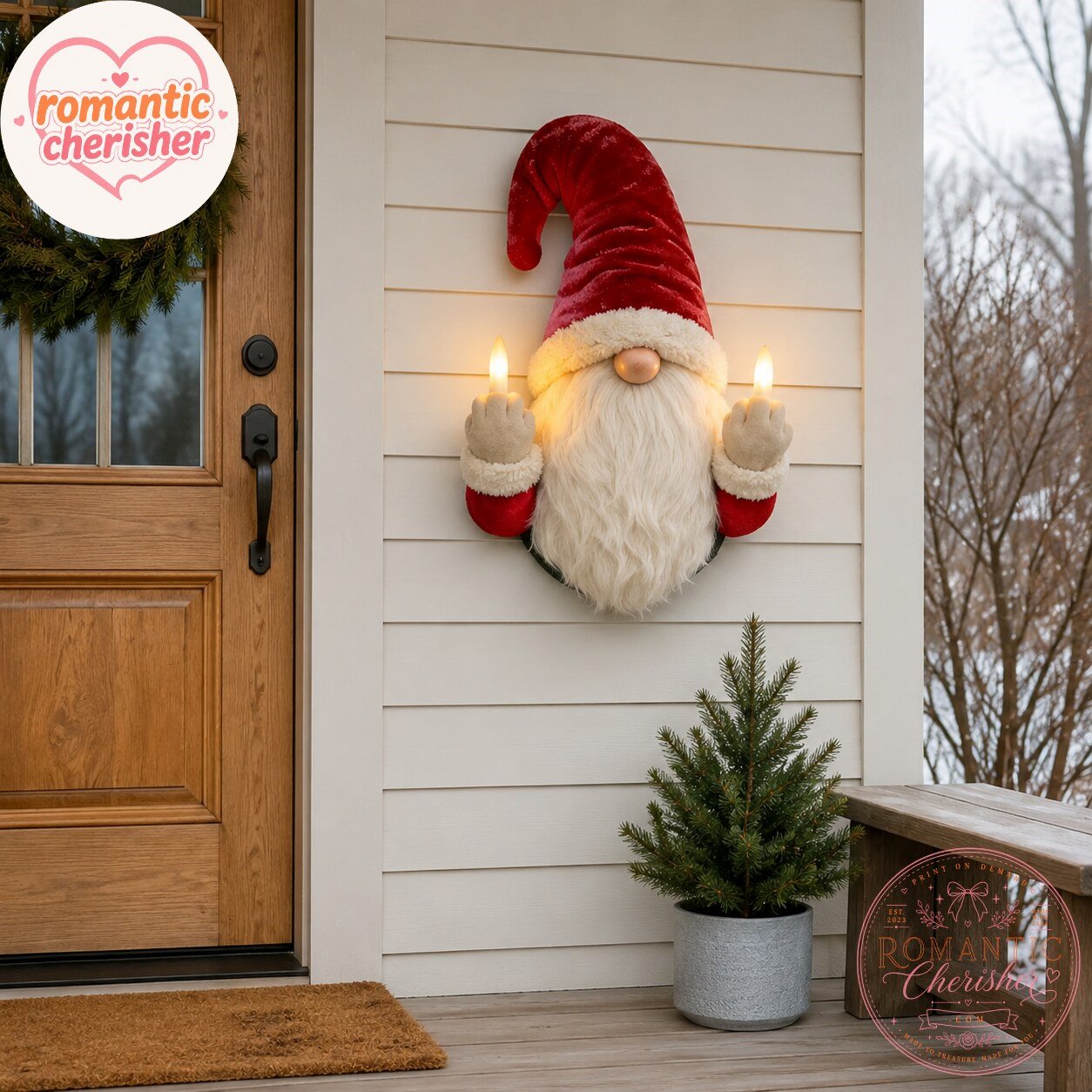 Funny Christmas Gnome Middle Finger Light-Up Wall Decor 6 Funny Christmas Gnome Middle Finger Light-Up Wall Decor