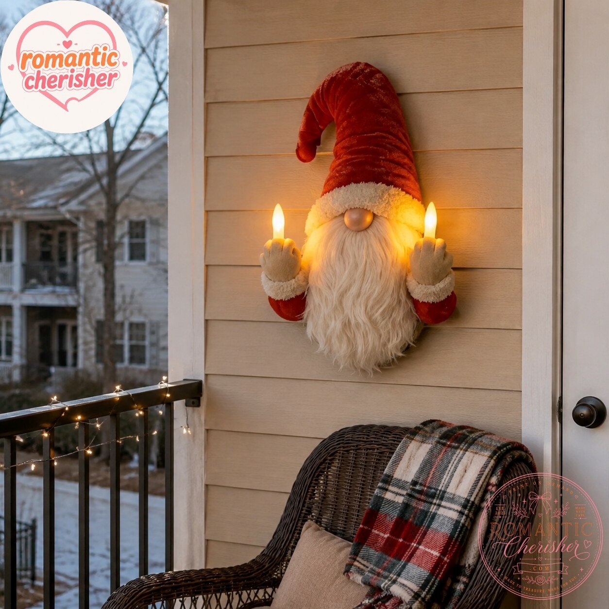 Funny Christmas Gnome Middle Finger Light-Up Wall Decor 7 Funny Christmas Gnome Middle Finger Light-Up Wall Decor