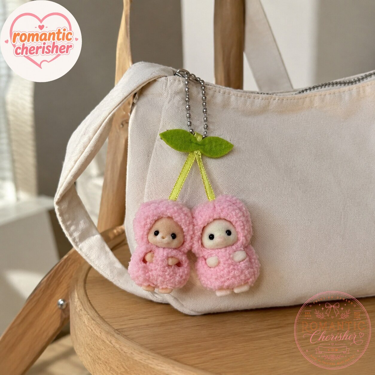 Pink Cherry Twin Plush Keychain 5 Pink Cherry Twin Plush Keychain