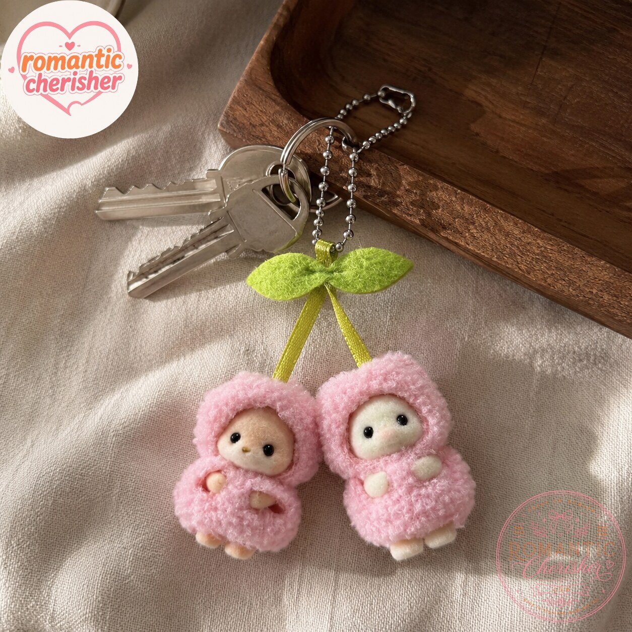 Pink Cherry Twin Plush Keychain 6 Pink Cherry Twin Plush Keychain