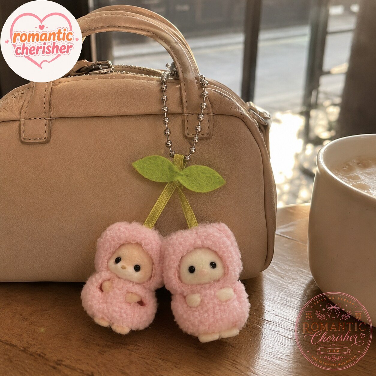 Pink Cherry Twin Plush Keychain 7 Pink Cherry Twin Plush Keychain