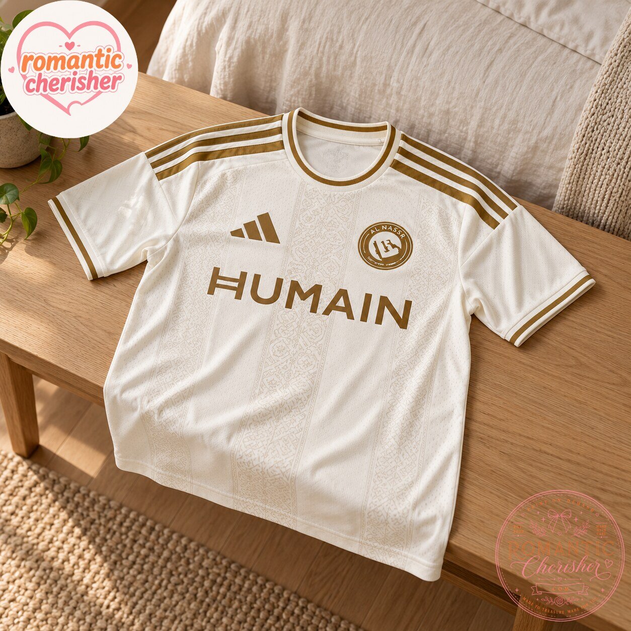 Al Nassr Humain White Gold Soccer Jersey 7 Al Nassr Humain White Gold Soccer Jersey