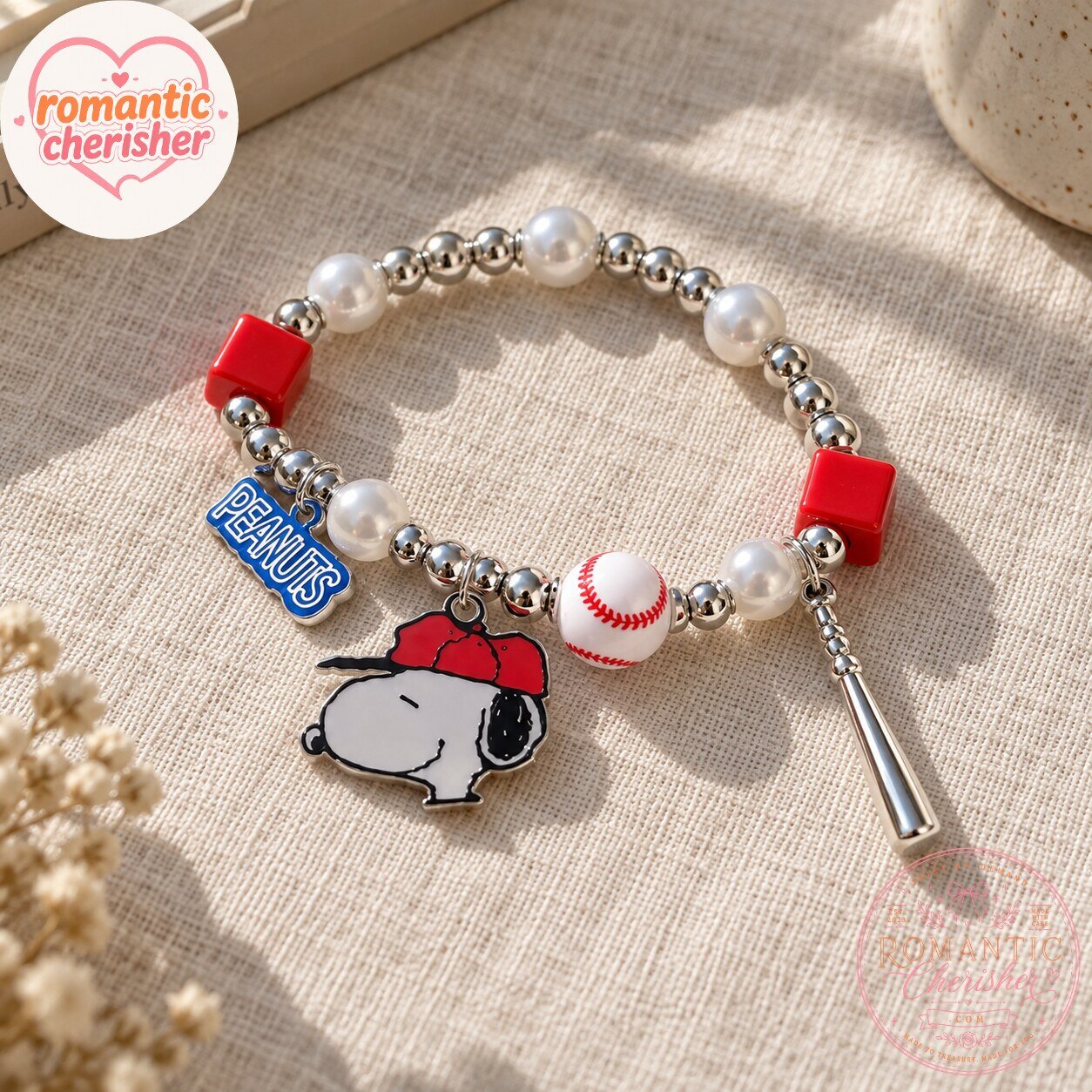 Peanuts Snoopy Baseball Charm Bracelet