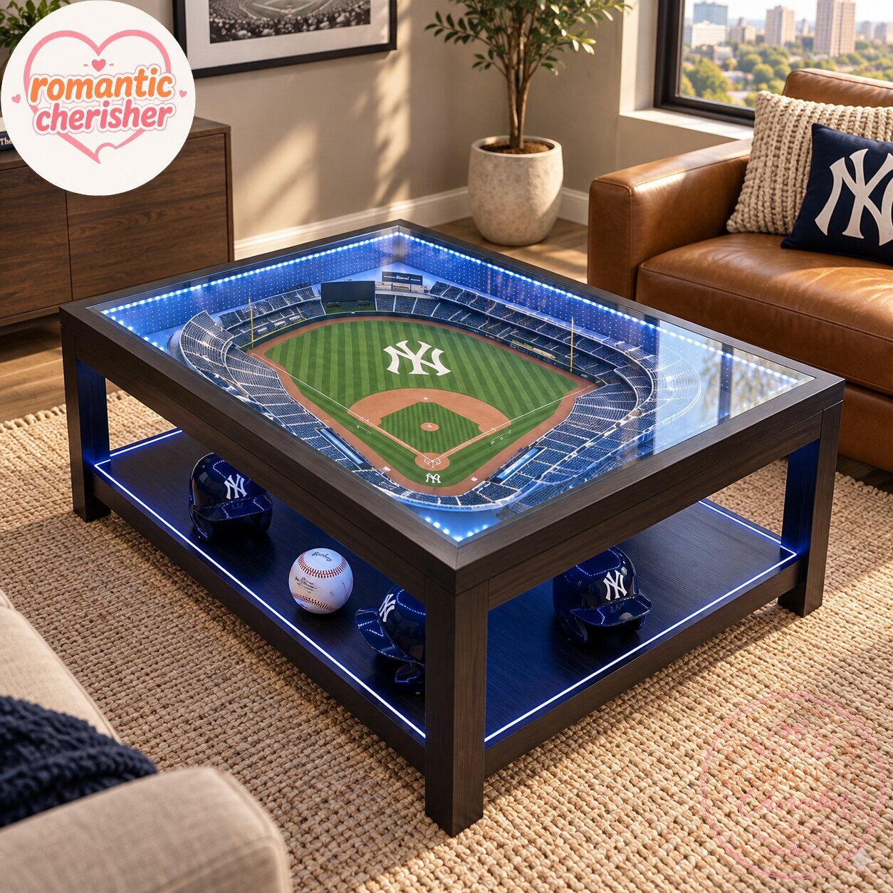 New York Yankees Lighted 3D Stadium Coffee Table New York Yankees Lighted 3D Stadium Coffee Table for Baseball Fans – image 2 of 4
