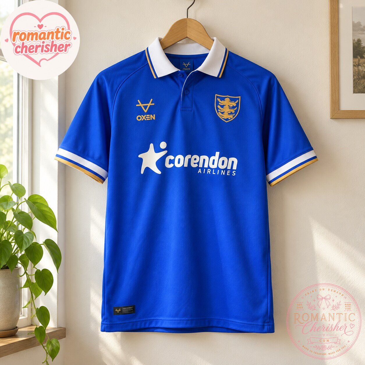 England Blue Retro Soccer Jersey