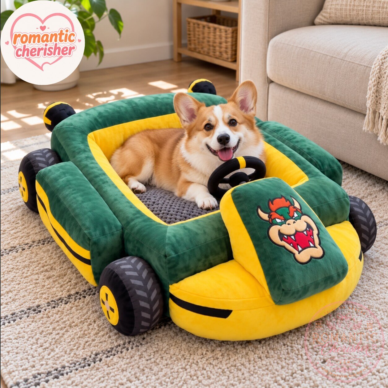 Bowser Mario Kart Plush Pet Bed Bowser Mario Kart Plush Pet Bed for Gamers – image 2 of 2