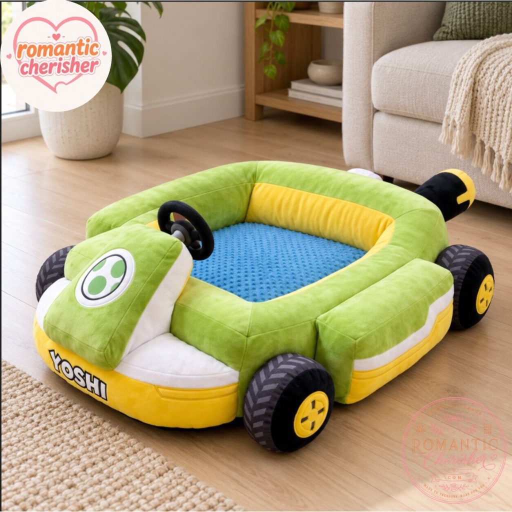 Mario Kart Yoshi Car Shaped Pet Bed Mario Kart Yoshi Car Shaped Pet Bed