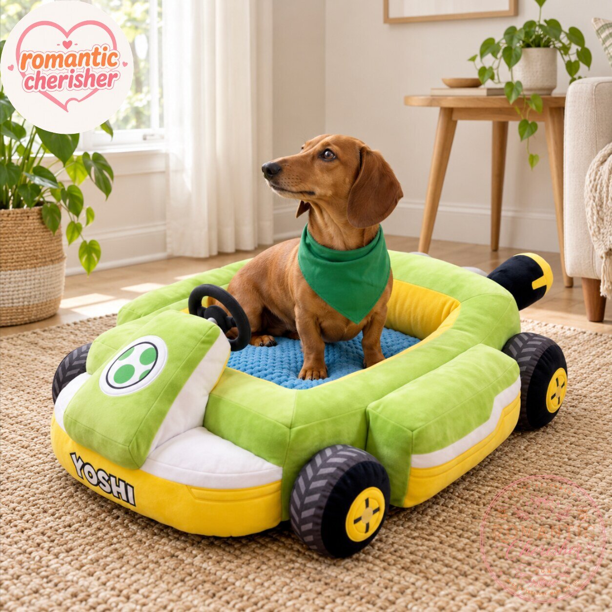 Mario Kart Yoshi Car Shaped Pet Bed 7 Mario Kart Yoshi Car Shaped Pet Bed
