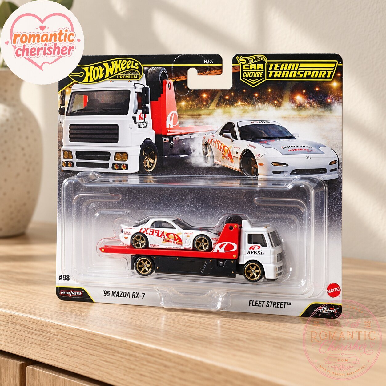 Hot Wheels Premium Team Transport '95 Mazda RX-7 And Fleet Street Set