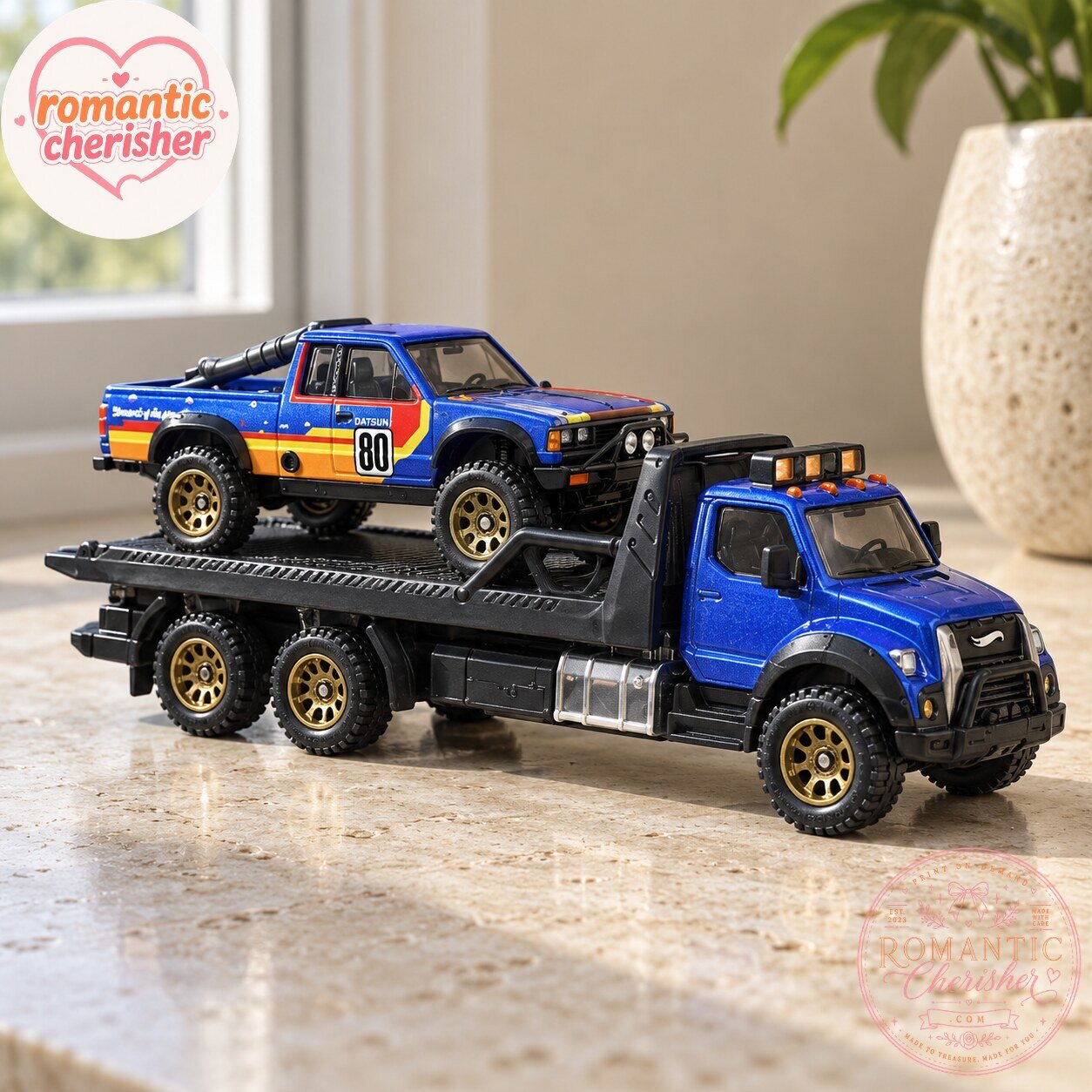 Hot Wheels Premium Team Transport Datsun King Cab Baja Custom And Terra-Torque Set 7 Hot Wheels Premium Team Transport Datsun King Cab Baja Custom And Terra-Torque Set