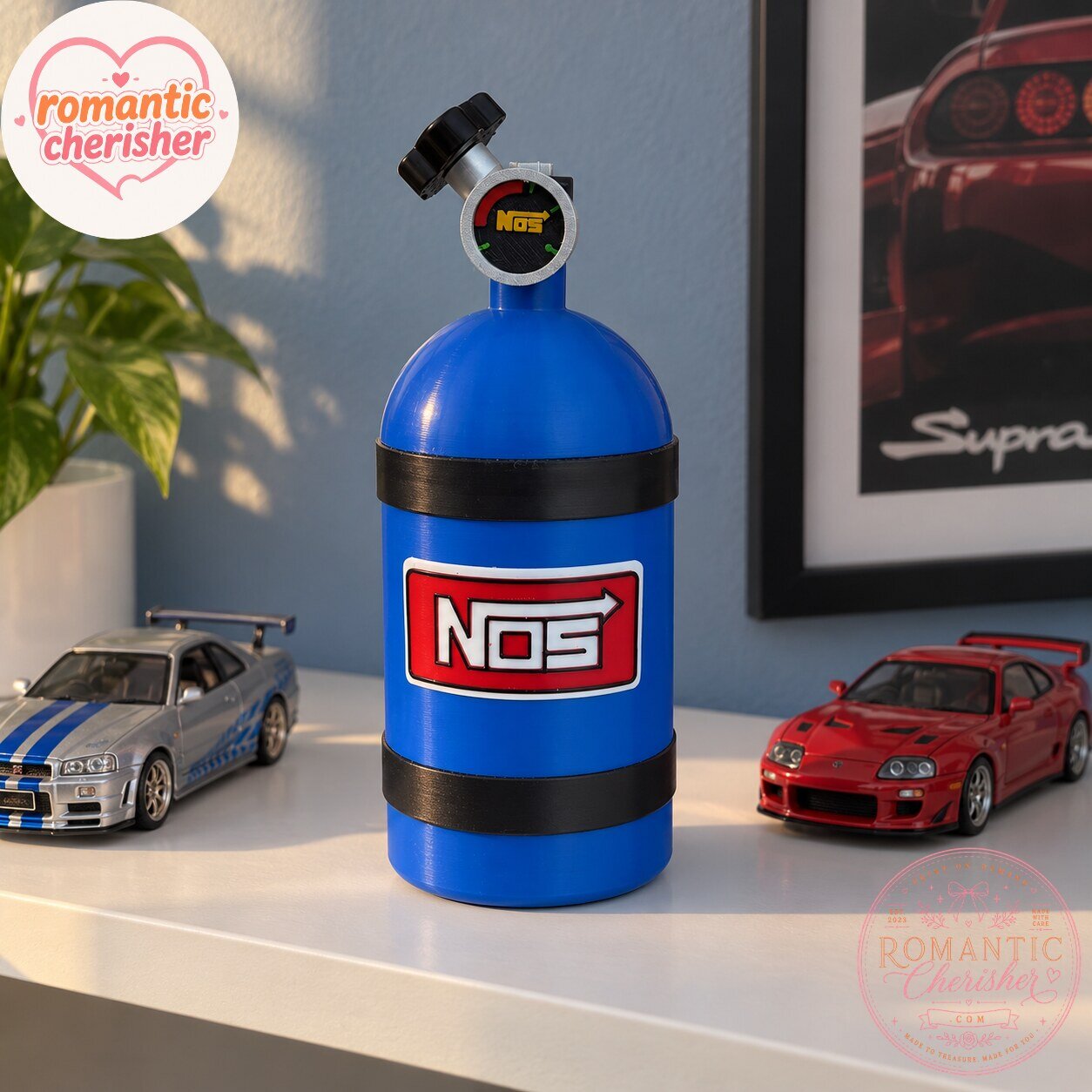 Fast & Furious Inspired NOS Nitrous Oxide System Blue Water Bottle