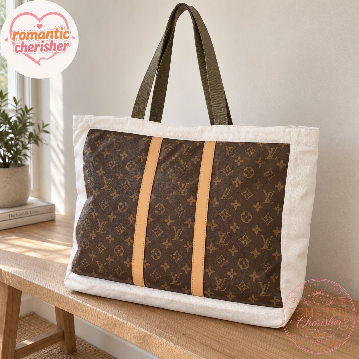 Louis Vuitton Inspired Monogram Canvas Travel Tote Bag