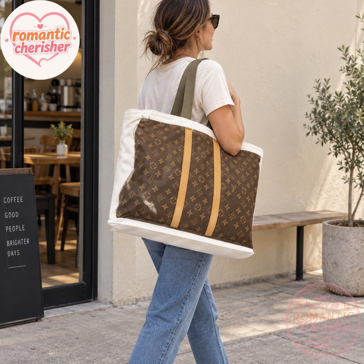 Louis Vuitton Inspired Monogram Canvas Travel Tote Bag 7 Louis Vuitton Inspired Monogram Canvas Travel Tote Bag