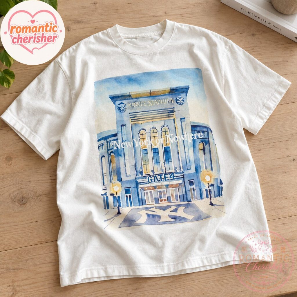 New York Yankees Yankee Stadium Gate 4 Watercolor Graphic T-Shirt New York Yankees Yankee Stadium Gate 4 Watercolor Graphic T-Shirt
