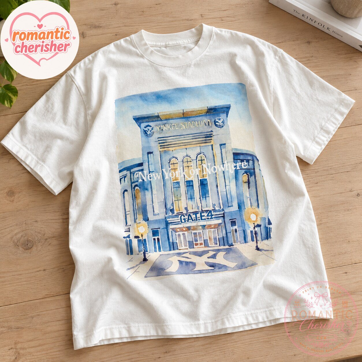 New York Yankees Yankee Stadium Gate 4 Watercolor Graphic T-Shirt