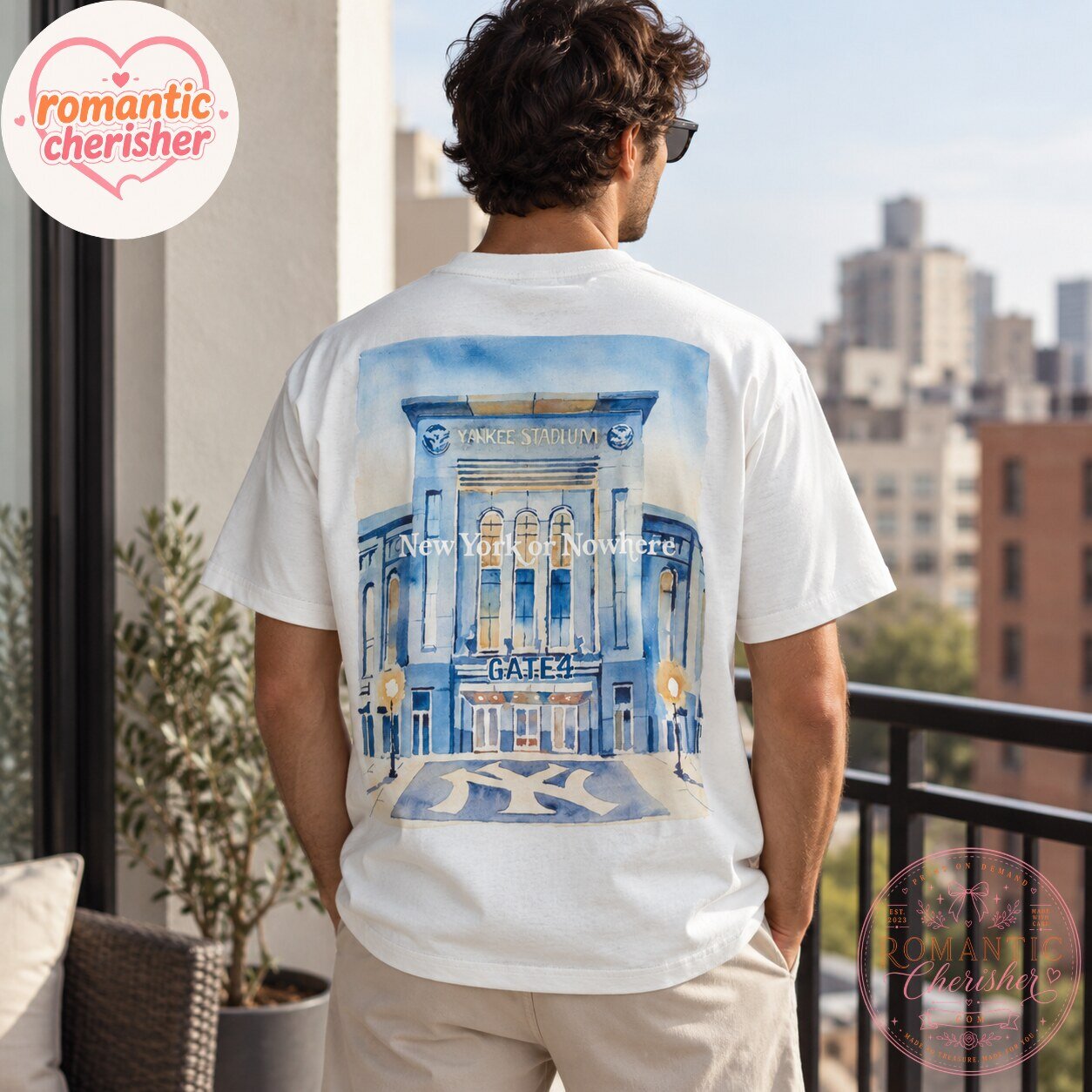 New York Yankees Yankee Stadium Gate 4 Watercolor Graphic T-Shirt 7 New York Yankees Yankee Stadium Gate 4 Watercolor Graphic T-Shirt