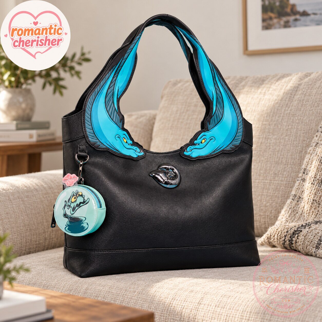 Disney The Little Mermaid Flotsam And Jetsam Tote Bag With Coin Bag