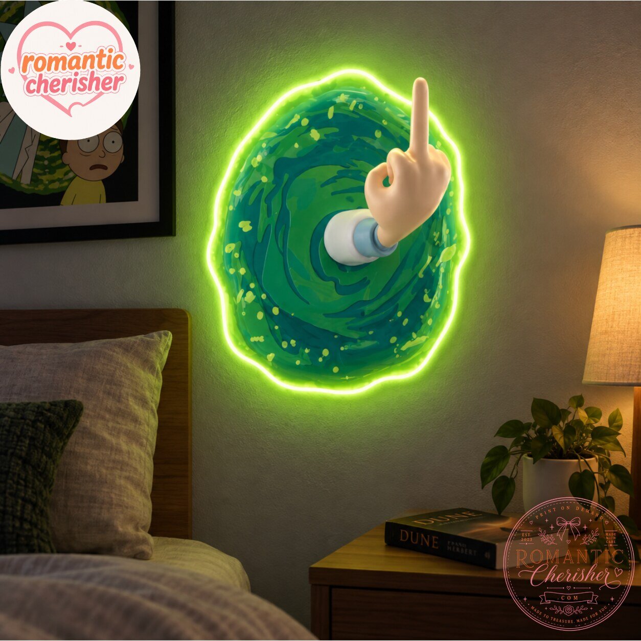 Rick And Morty Portal Middle Finger Neon Wall Light
