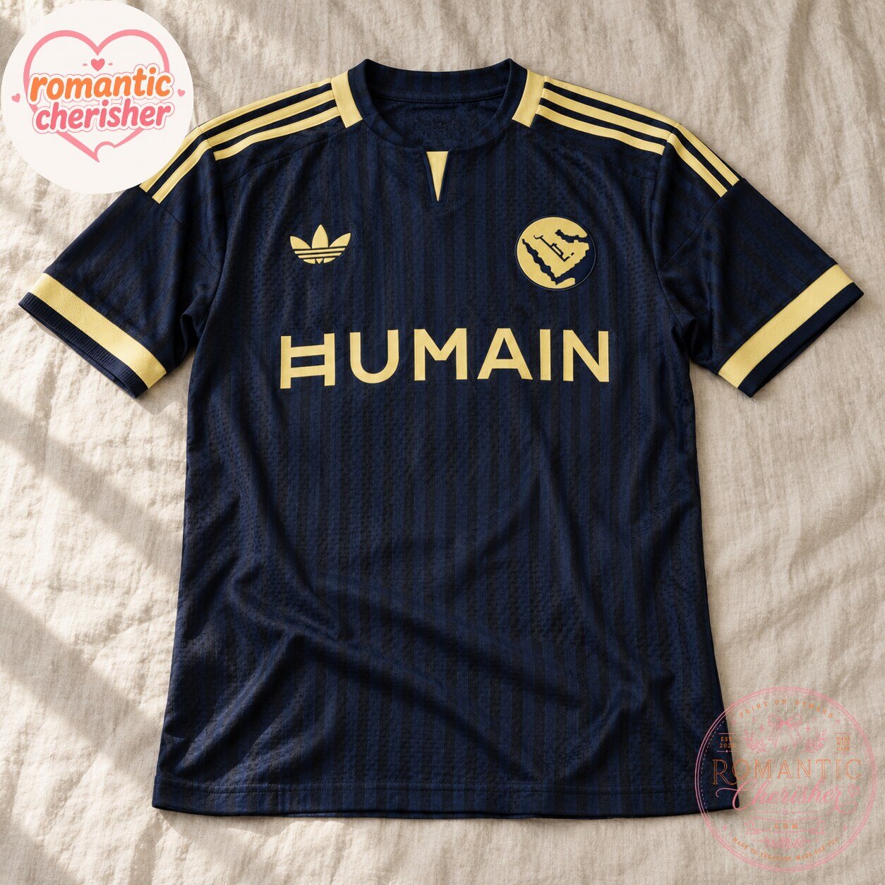 Saudi Arabia Adidas HUMAIN Navy Gold Soccer Jersey 6 Saudi Arabia Adidas HUMAIN Navy Gold Soccer Jersey