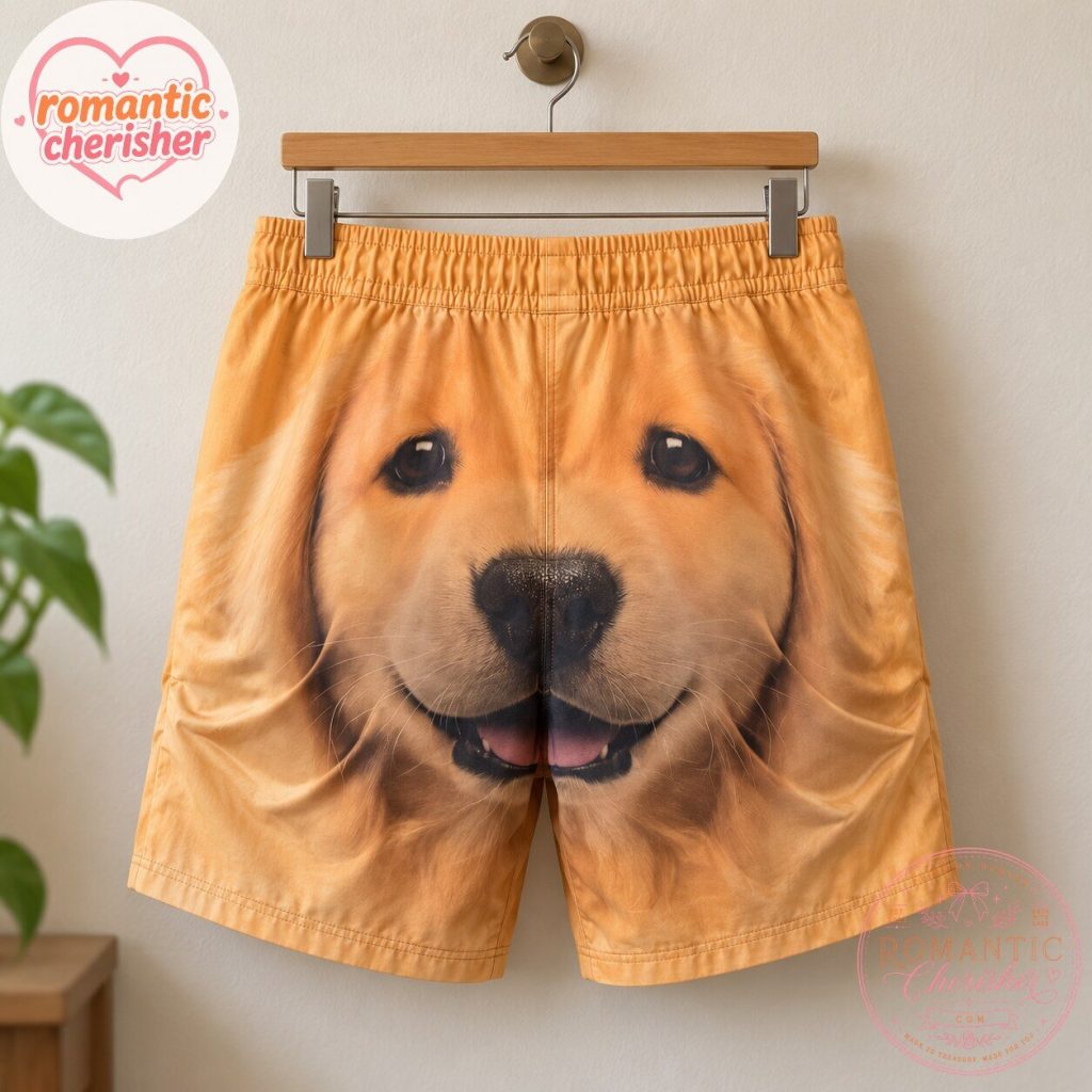 Funny Golden Retriever Dog Face Men's Shorts