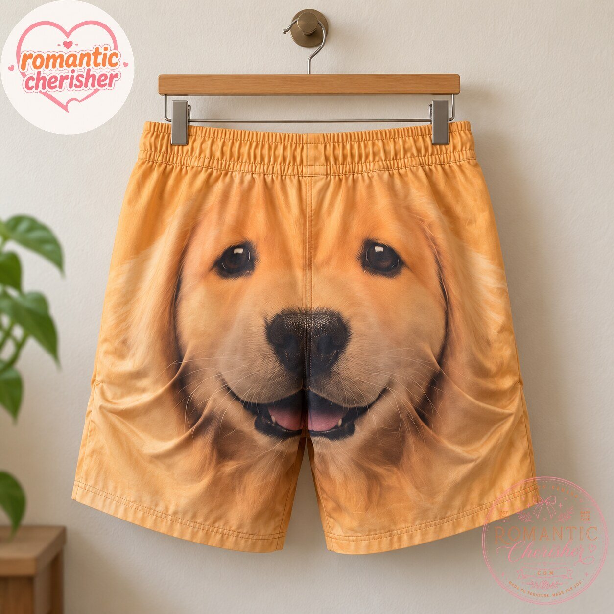 Funny Golden Retriever Dog Face Men's Shorts
