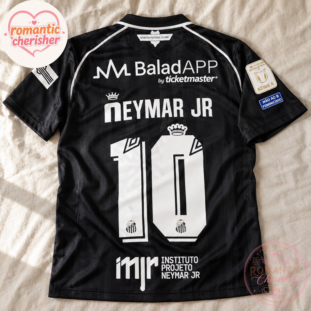Santos FC Neymar Jr Number 10 Black Soccer Jersey