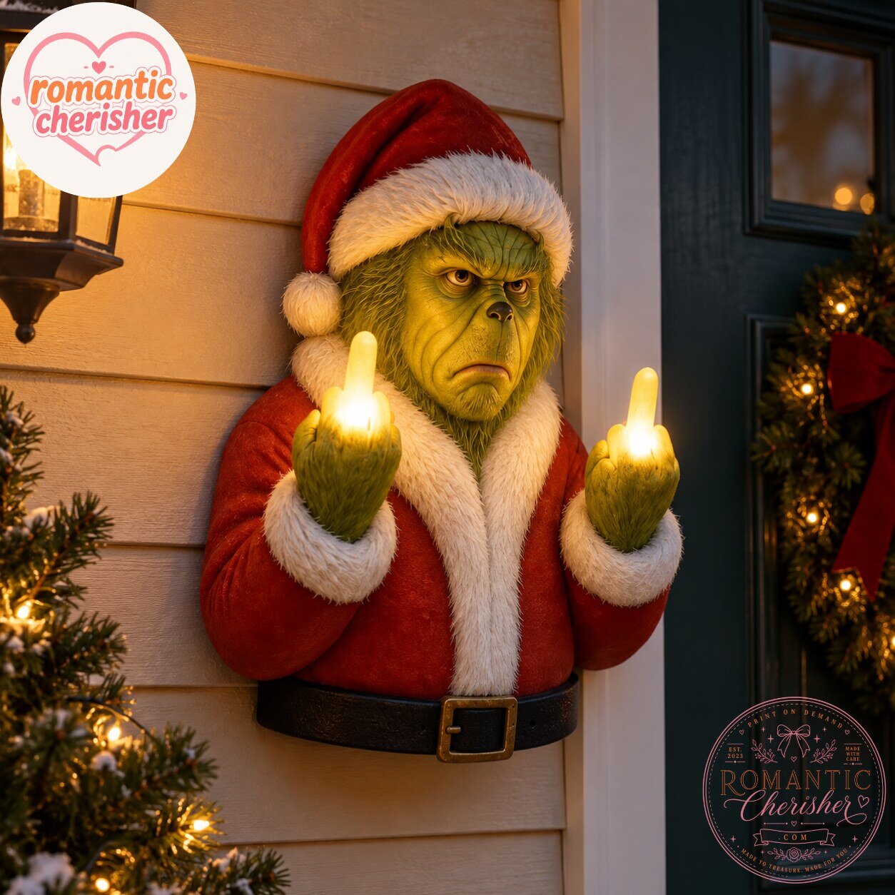 GrumpGlow Grinch Christmas LED Wall Decor