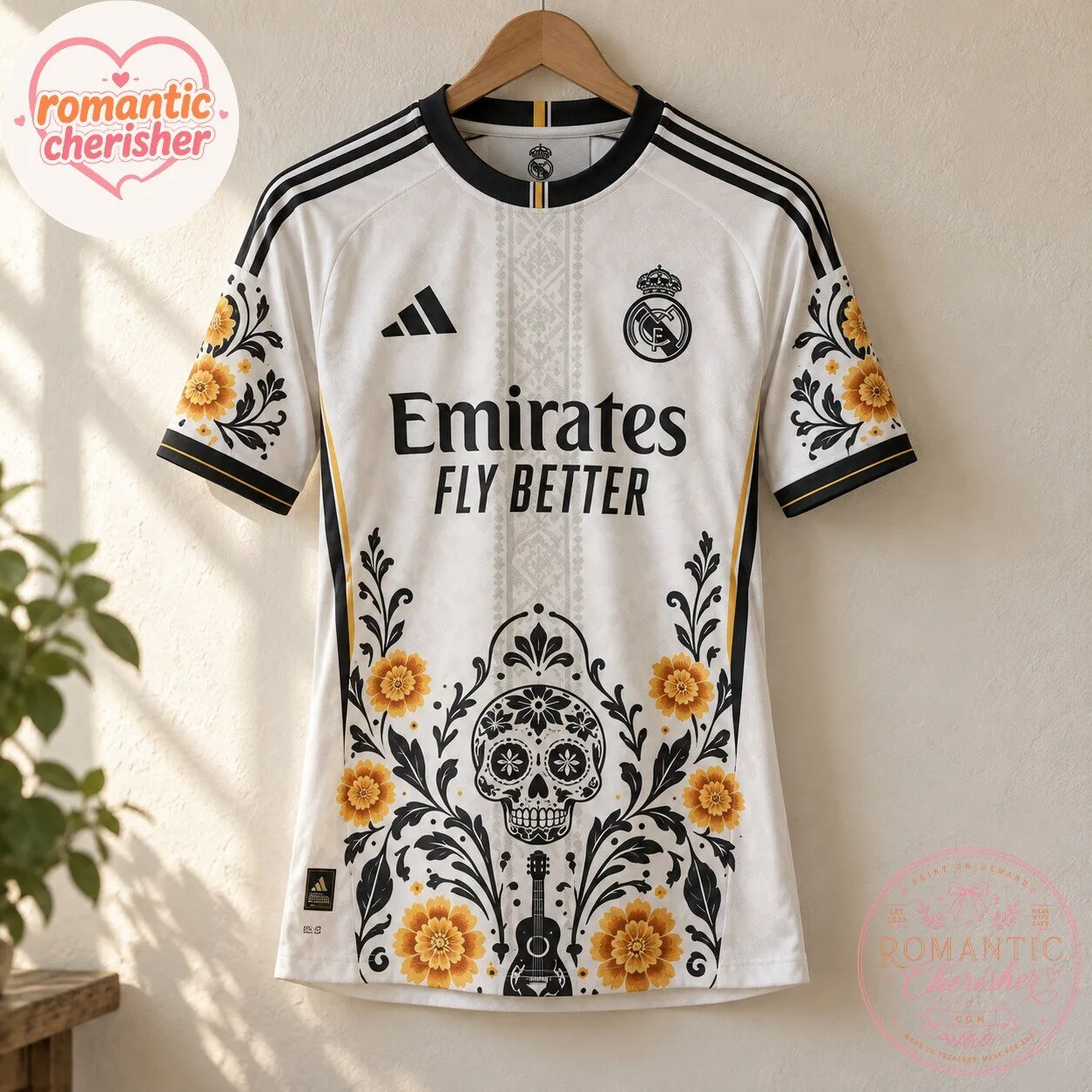 Real Madrid Adidas Dia De Los Muertos Floral Skull Soccer Jersey