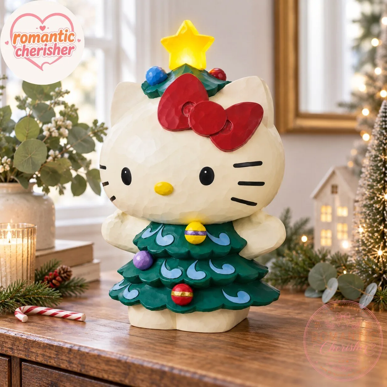 Hello Kitty Christmas Tree With LED Star Jim Shore Figurine 6 Hello Kitty Christmas Tree With LED Star Jim Shore Figurine