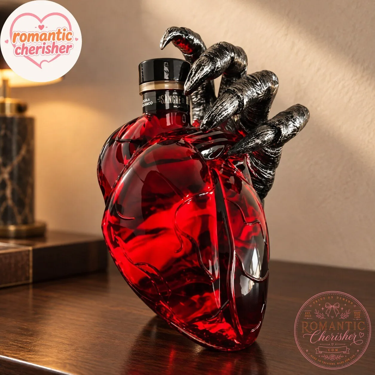 Gothic Anatomical Heart Glass Decanter Bottle 5 Gothic Anatomical Heart Glass Decanter Bottle