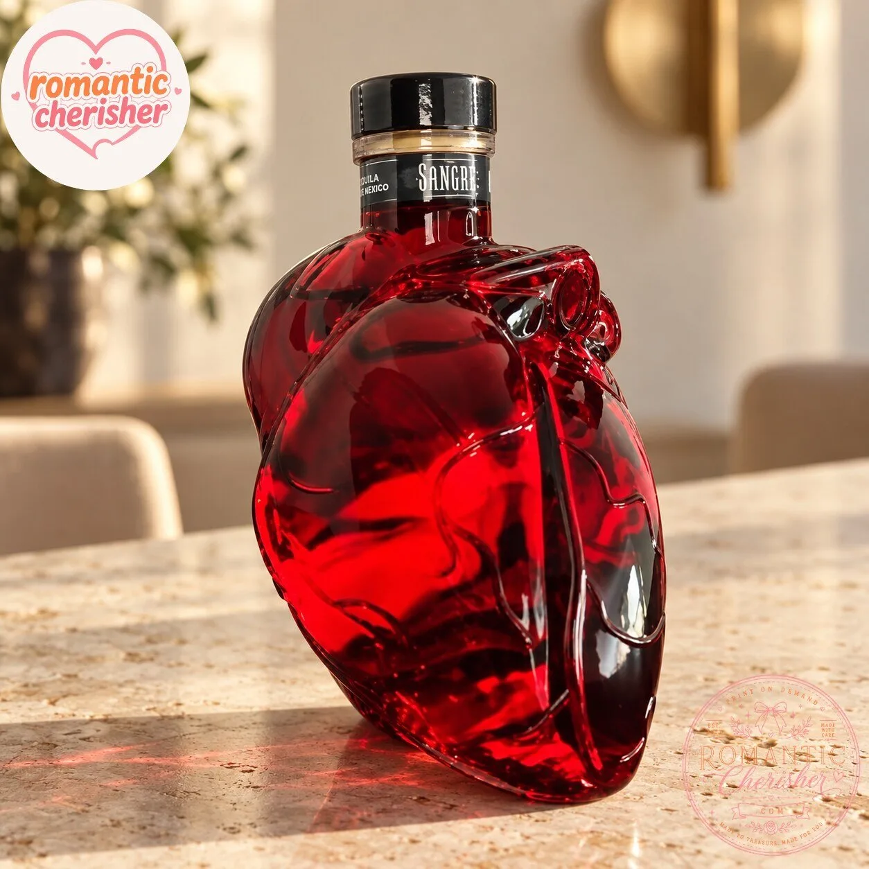 Gothic Anatomical Heart Glass Decanter Bottle 6 Gothic Anatomical Heart Glass Decanter Bottle