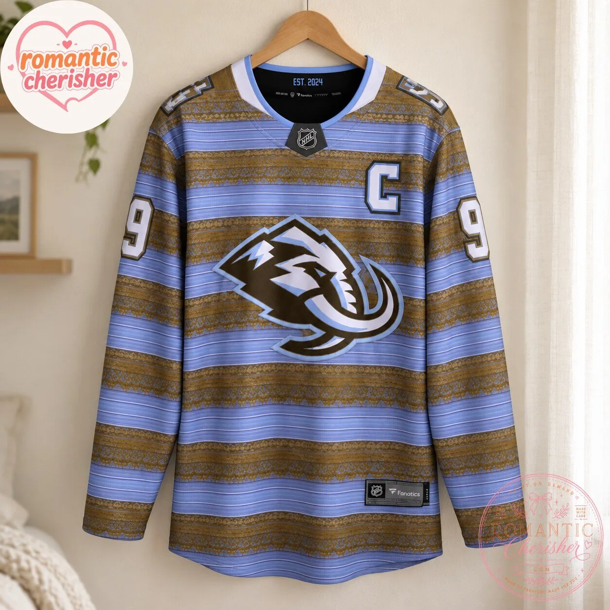 Utah Mammoth Keller Number 9 Blue And Black Striped Hockey Jersey