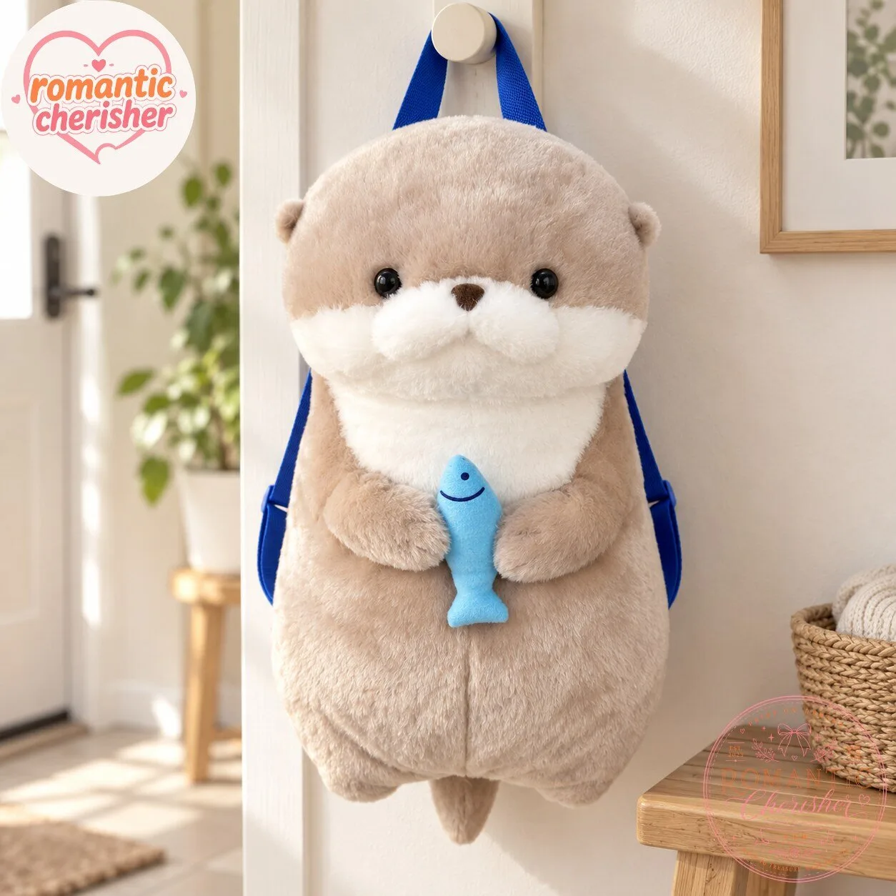 Sea Otter Plush Backpack With Fish 4 Sea Otter Plush Backpack With Fish