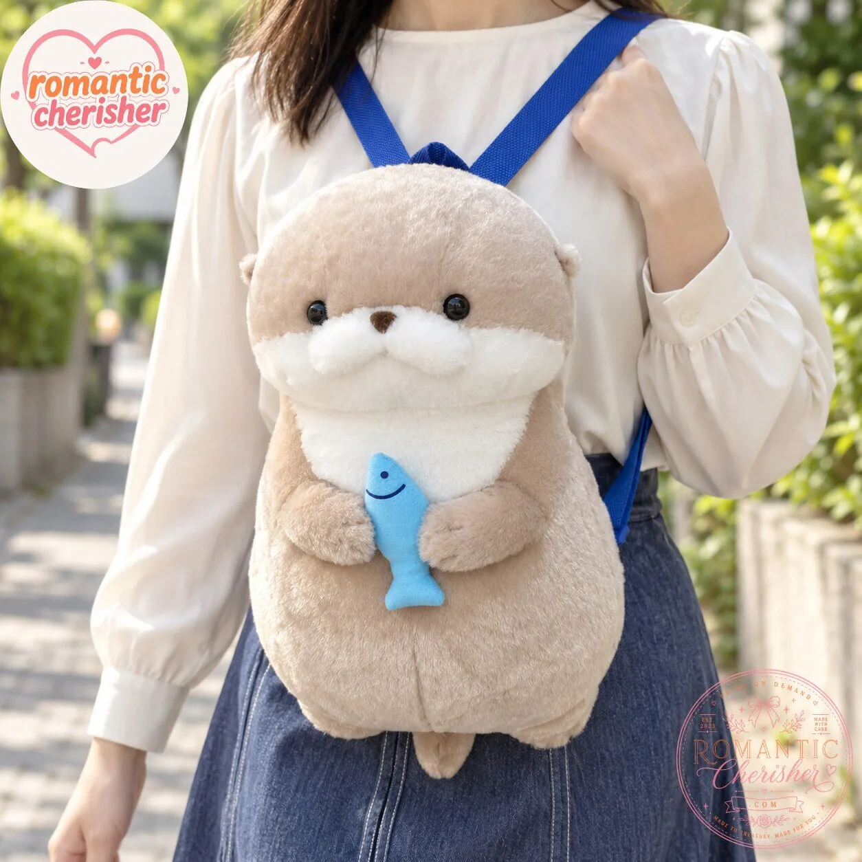 Sea Otter Plush Backpack With Fish 5 Sea Otter Plush Backpack With Fish