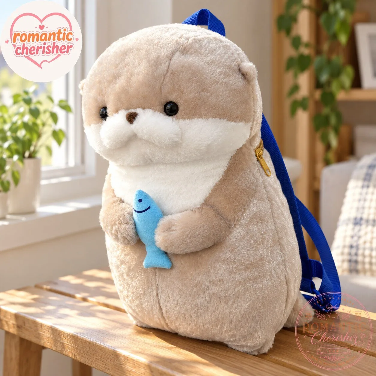 Sea Otter Plush Backpack With Fish 6 Sea Otter Plush Backpack With Fish