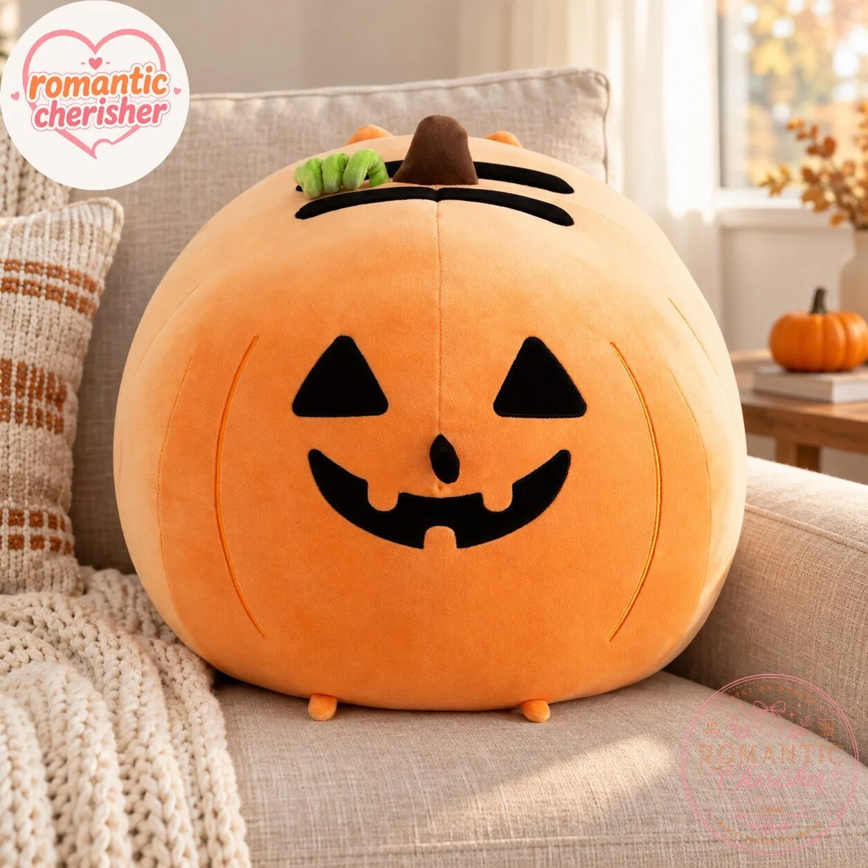 Big Mochi Pumpkin Jack O Lantern Squisheen Plush