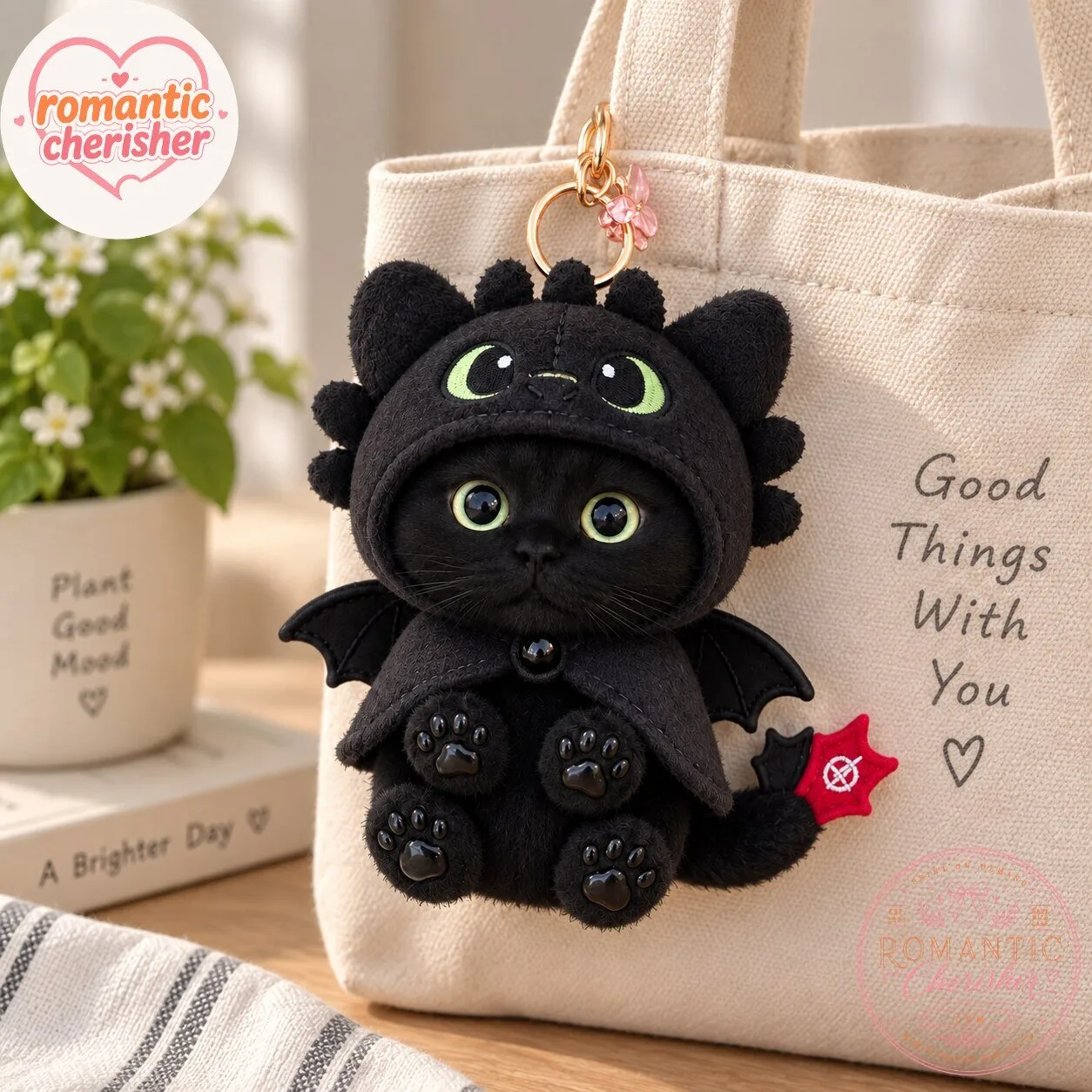Black Cat Dragon Costume Plush Keychain 5 Black Cat Dragon Costume Plush Keychain