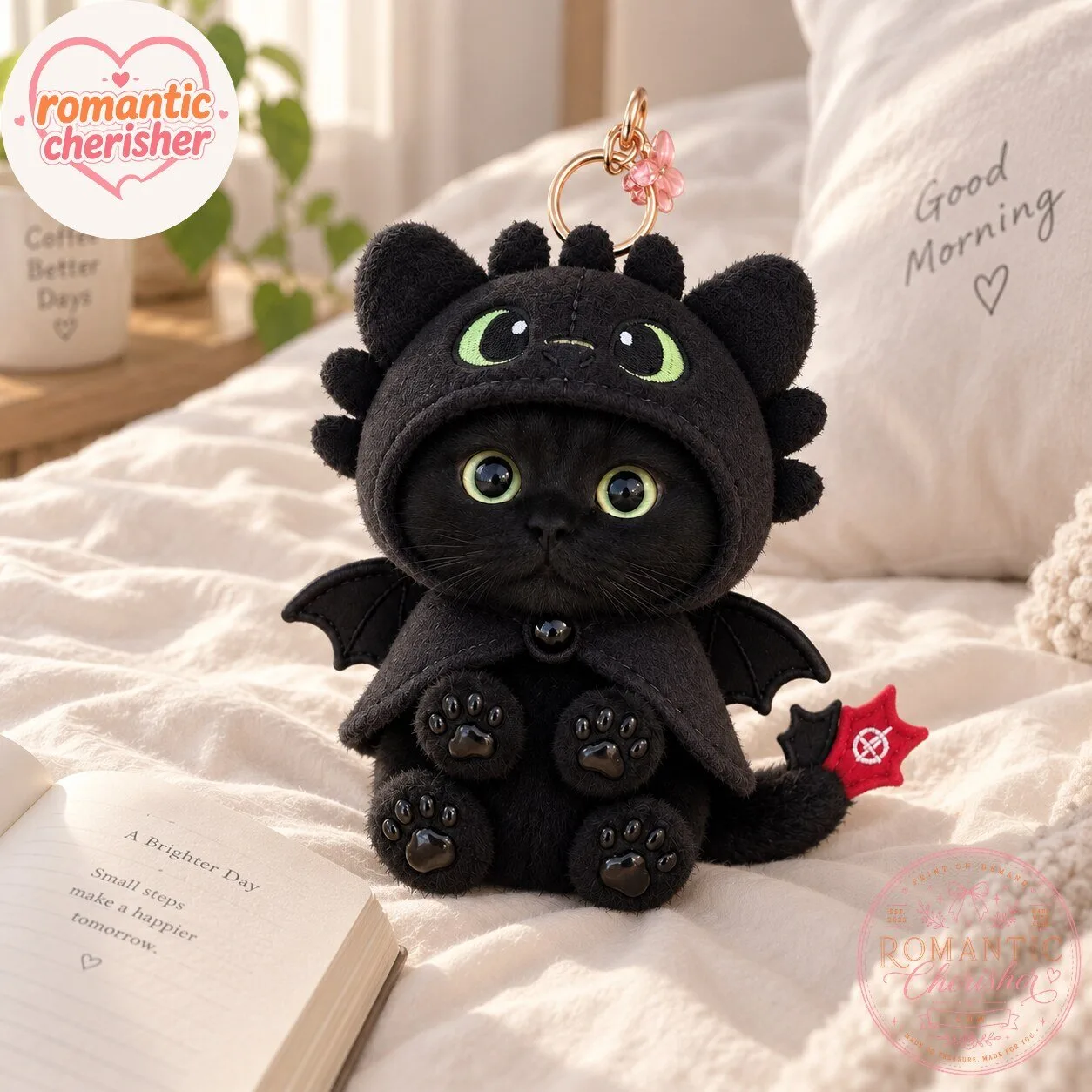 Black Cat Dragon Costume Plush Keychain 6 Black Cat Dragon Costume Plush Keychain