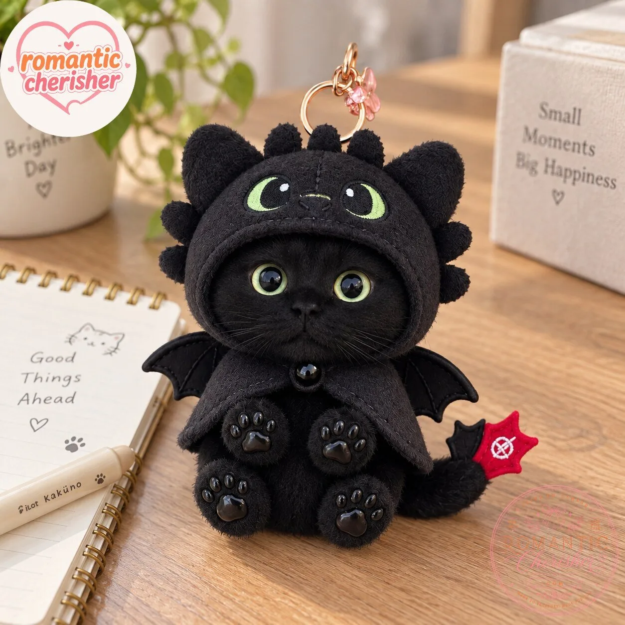 Black Cat Dragon Costume Plush Keychain 7 Black Cat Dragon Costume Plush Keychain