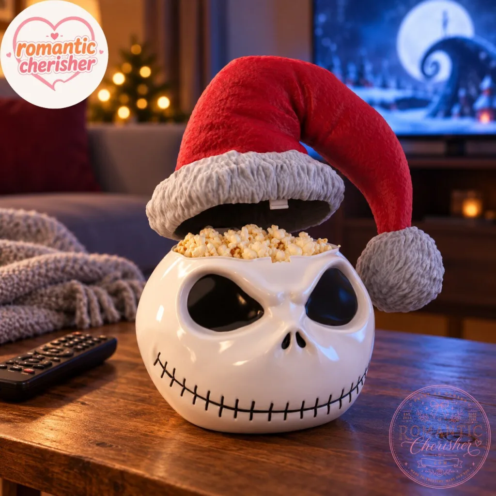 "Collectible Glow Jack Skellington Santa Hat Popcorn Bucket for Fans" 24 Glow Jack Skellington Santa Hat Popcorn Bucket